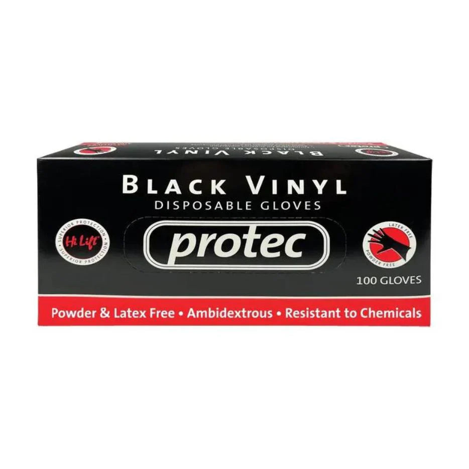 Hi Lift Protec Black Vinyl Disposable Gloves (100pcs)